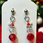 Handmade Santa Earrings Christmas Santa Claus Beaded Earrings Holiday Earrings Red Photo 0