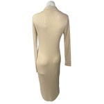 Topshop Beige Long Sleeve V Neck Collared Polo Knit Sweater Midi Dress Size 8-10 Photo 1