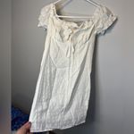 O. Vianca White Milkmaid Smocked Off Shoulder Stripe Print Bodycon Mini Dress M Photo 1