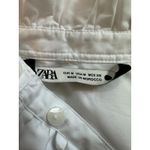 ZARA  White Button Up Ruffled Short Sleeve Shirt Size Medium Photo 2