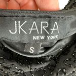 Jkara NWT Black Beaded Drape Neck Cap Short Sleeve Lined Blouse Size S Photo 4