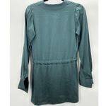 VTG Paris France Green Silk V Neck Long Sleeve Tie Waist Tunic Shirt Size 36 XS Photo 2
