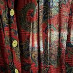Vintage 70’s Leslie Fay ornate floral paisley challis Mod belted shirt dress Red Size 14 Photo 11
