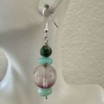 Green/blue/purple stone drop earrings Blue Photo 3