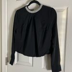 Lulumari long-sleeved beaded collar top in black Size small Women's Top Photo 1