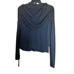 CAbi  Top Womens Medium Charcoal Grey Hooded Cropped Shirt Style 3231 Sweatshirt Photo 4