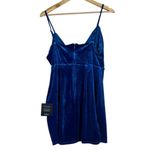 Lulus NWT Luxurious Attitude Mini Dress Womens S Blue Velvet Surplice Bodycon Photo 4