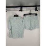 Softies Aqua Dot Short Sleeve Notch Collar Capri Baggy Pants Matching Lounge Set Blue Photo 1