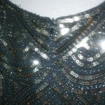 Fundaisy XL Flapper 20s Gatsby Midi Dress Sequins Fringe Capped Sleeves Gold Photo 7