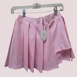 NWT Baby Pink Pleated Mini Skirt With Solid Ruffle Tennis Skirt Photo 7