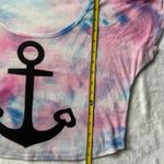 Workshop Anchor Tie Dye Short Sleeve Crop Top in Pink/Blue/White - Size Medium Photo 3