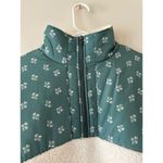 Universal Threads Universal Thread Womens S Sherpa Fleece Jacket With Floral Panels Teal & Cream Photo 3
