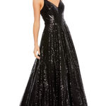 Mac Duggal  -‎ Black V-Neck  Sequined Ball Gown - NWT Photo 0