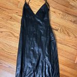 ZARA Black Faux Leather Slip Dress Photo 3