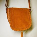 INC International Concepts Willow cognac leather crossbody hippie saddle bag Brown Photo 5