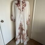 Floral Maxi Shirt Dress Sheer Long Sleeve Size Large. White Photo 3