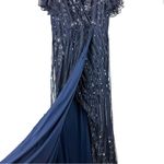 Mac Duggal Sequin Embellished Beaded Faux Wrap Gown Navy Blue Sz 14 NWT 93654 Photo 8