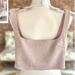 Salty  Cropped Top Faux Suede Blush Pink Zipper Back S Sleeveless Square Neck S Photo 0