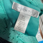 London Times  Dress Midi Aqua green eyelet stretchy fit flare sz 2 fairy mermaid Photo 5