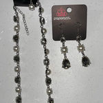 Paparazzi NWT  3 pc Bundle Pearl Beaded & Rhinestone Gemmed Silver Jewelry Set Photo 0