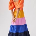 Farm Rio for Anthropologie Tiered Colorblocked Maxi Dress Small Photo 2