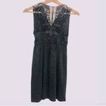 Vintage Gray empire waist mini dress small crochet cut out Y2K 90s tunic edgy Photo 1