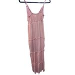 Rue 21  Pink Tiered Maxi Dress Smocked Bodice Tie Front Cami Beach Vacation M Photo 7