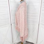 New York & Comp Fringe Hem Chunky Knit Open Cardigan Sweater Pink Medium Boho Photo 2