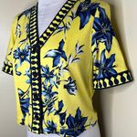 VTG Averardo Bessi Crop Top 12 Yellow Floral Button Down V Photo 1