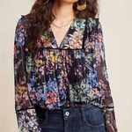 Anthropologie Vineet Bahl Vivienne Embroidered Metallic Blouse Sz S Photo 0