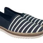 Clarks Shoes Womens 8.5 Blue White Striped Espadrille Slip On Comfort Nautical Photo 1