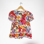 Farm Rio  Spring Bananas Floral Blouse Short Sleeve Size XS 100% Cotton Photo 2