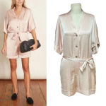 Overlover Cherokee Pink Powder Satin‎ Romper Playsuit Size XS Photo 1