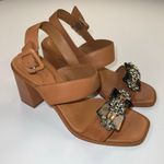 Tory Burch  Delaney Embellished Sandal Camel Brown Tortoise Crystal Size 7.5M Photo 0