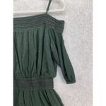 Purple Snow  Women's Romper Off shoulder Size Medium Emerald Green Shorts Crinkle Photo 13