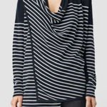 ALL SAINTS Wool Wrap Drina Striped Cardigan Size 0 Photo 0