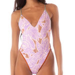 Maaji Lavander Wisteria Mae Reversible One-Piece Swimsuit Size Small Photo 0