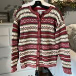 Vintage Crystal Kobe Shetland Wool Sweater Nordic Red Fair Isle Womens Small Photo 12