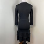 Nanette Lepore Black Shimmer Tiered Long Sleeve Mini Sweater Dress Small Photo 5