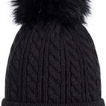 Womens Winter Beanie Hat, Warm Fleece Lined Knitted Soft Ski Cuff Cap with Pom Pom Photo 0