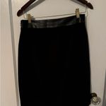 White House | Black Market  Black Skirt Front & Waist Leather Trim Accent Size 4 Photo 3
