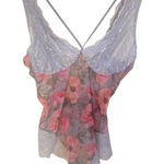 Mapale bodysuit nightie lace up back lace trim floral size 1X/2X Orange Photo 0