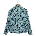 SanSoleil Top Womens Small Green Leaf Print Quarter Zip UPF 50 Pullover Golf Blue Photo 1