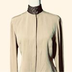 Dana Buchman  Silk Beige and Metallic Blouse Sz 2 Photo 3