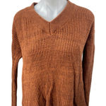 Pact  Women's Brown Rib Knit Long Sleeve Pullover Sweatshirt Sweater Top Size S Photo 0