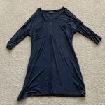 Topshop Off Black Slouchy Front Zip T-Shirt Dress Short Sleeve Size 4 Grey EUC Photo 0