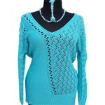 Cache Peek A Boo Metallic Kissed Knit Dbl V Tie Top Stretch Silk NWT New $118 Photo 0