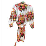 FLORAL SATIN FINISH ROBE White Size L Photo 1