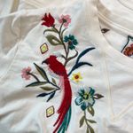 Johnny Was NWOT  Embroidered Floral Butterfly Bird Pullover White Sweatshirt Sz S Photo 10