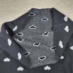 Lisa Todd Sweater Dress Medium Black Gray Heart Print Collared Long Sleeve Knit Photo 9